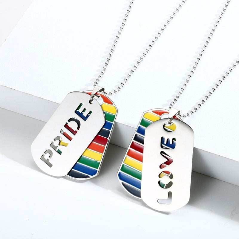 'Pride' - Rainbow Dog Tag Necklace
