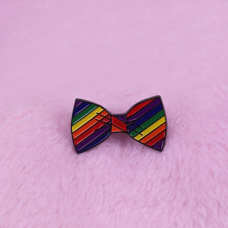 Rainbow Bow Tie Enamel Pin