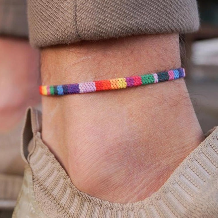Hand-Braided Rainbow Anklet