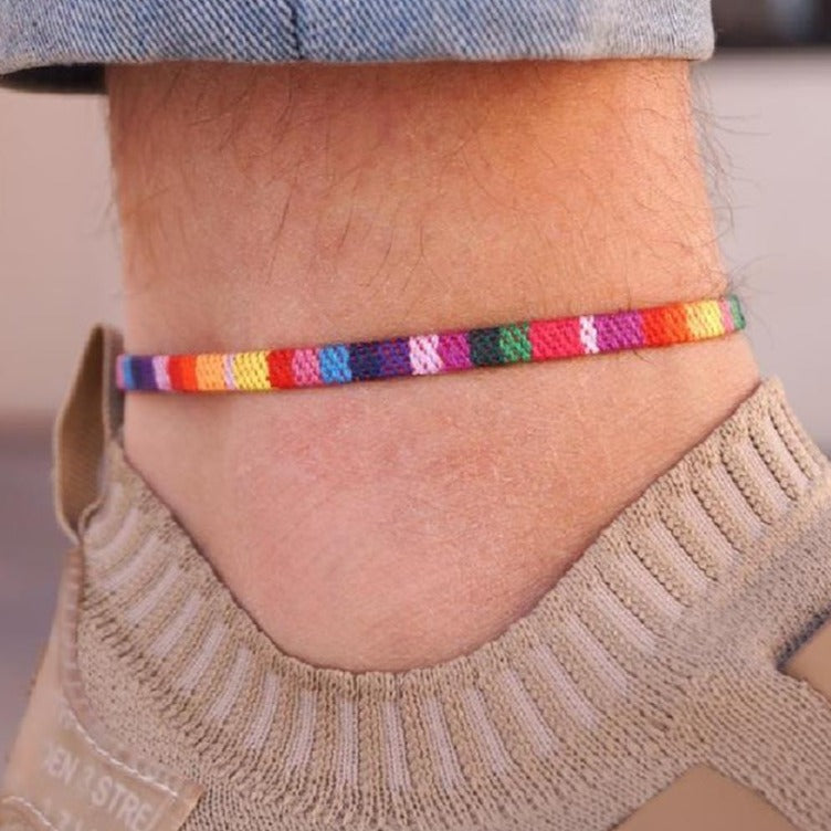 Hand-Braided Rainbow Anklet