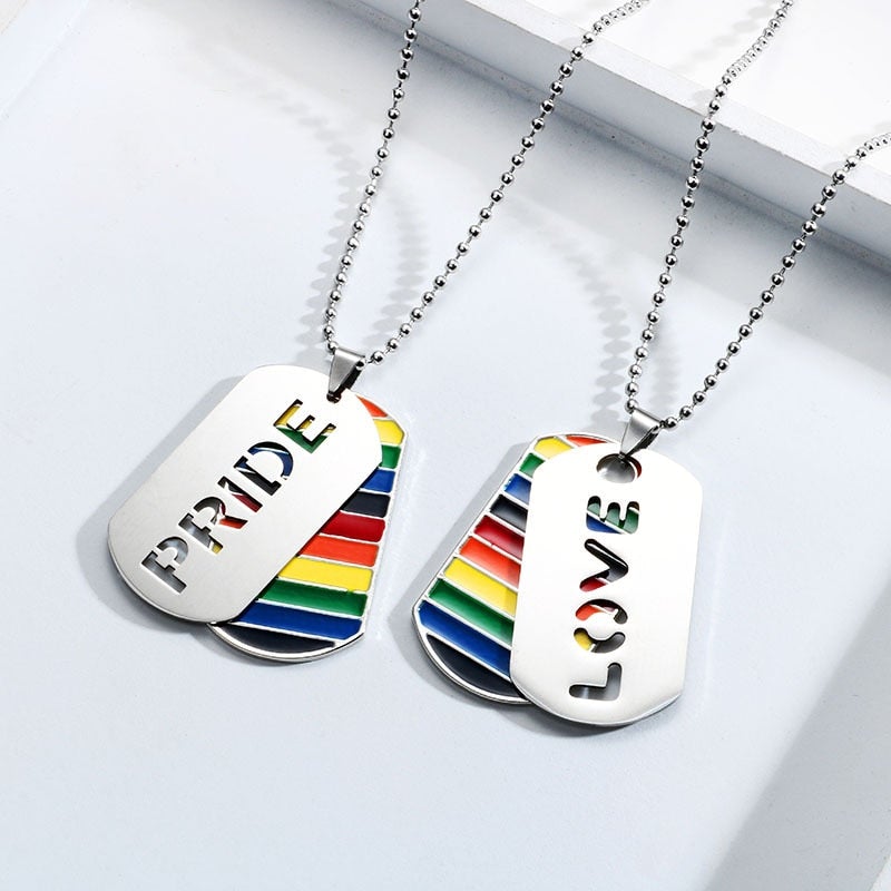 'Pride' - Rainbow Dog Tag Necklace